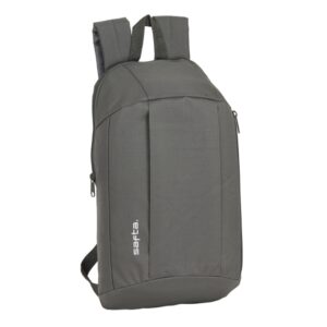safta mini mochila hombreras acolchadas cremallera asa superior 8.5l bolsillo frontal uso diario ajustables 220x100x390mm color gris