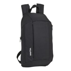 safta mini mochila hombreras ergonomicas asas de mano 8.5l resistente y ligera bolsillo frontal ajustables uso diario 220x100x390mm color negro