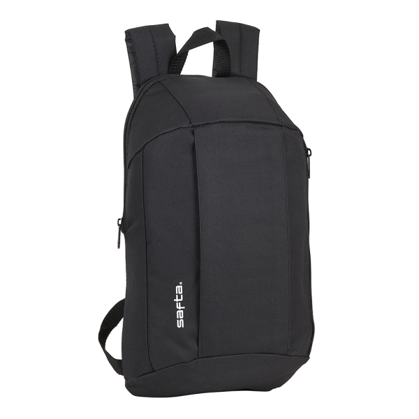 safta mini mochila hombreras ergonomicas asas de mano 8.5l resistente y ligera bolsillo frontal ajustables uso diario 220x100x390mm color negro
