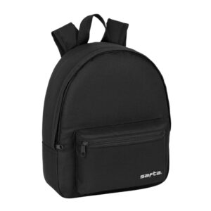 safta mini mochila bolsillo frontal cremallera hombreras ajustables asa superior compacta y ligera 8.65l 270x100x320mm color negro