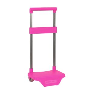 safta carro portamochilas sujecion universal estructura de acero ruedas de pvc medidas abiertas y cerradas modelo patentado 22x17x40cm color rosa