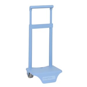 safta carro portamochilas sujecion universal material resistente de polipropileno ruedas de pvc silenciosas 18x16x35cm color azul claro