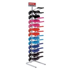 safta expositor con 12 carros portamochilas ruedas antivibracion plegable y compacto sistema antivuelco sujecion universal 32x16x44cm colores surtidos