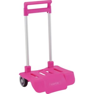 safta carro portamochilas ruedas antivibracion plegable y compacto sistema antivuelco material resistente modelo patentado 32x16x44cm color rosa