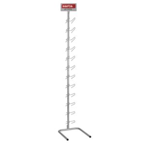 safta expositor de carros portamochilas vacio estructura metalica resistente capacidad para 12 mochilas color acero