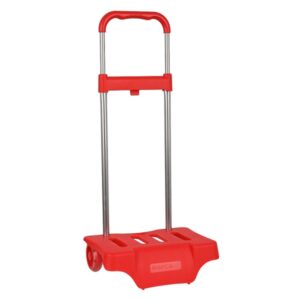 safta carro portamochilas acero pintado ruedas silenciosas compacto cerrado extensible altura variada facil de transportar 300x230x525mm color rojo