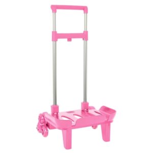 safta carro portamochilas ruedas antivibracion cubierta de goma transparente sujecion universal 32x16x44cm color rosa