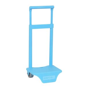 safta carro portamochilas sujecion universal material polipropileno resistente ruedas de pvc 18x16x35cm color azul claro