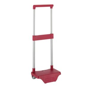 safta carro portamochilas sujecion universal material resistente (polipropileno) estructura de acero pintado ruedas de pvc 26x10x34cm color rojo oscuro