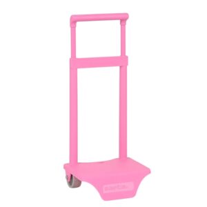 safta carro portamochilas sujecion universal material resistente ruedas de pvc 18x16x35cm color rosa