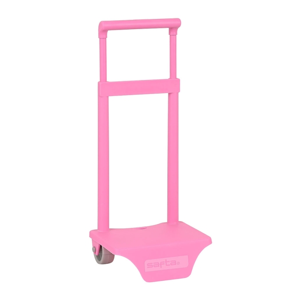 safta carro portamochilas sujecion universal material resistente ruedas de pvc 18x16x35cm color rosa