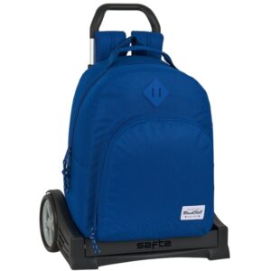 safta blackfit8 oxford mochila con carro tirador doble bolsillo grande hombreras acolchadas mochila extraible carro reforzado ruedas antivibracion 320x150x420mm color azul oscuro