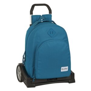 safta blackfit8 egeo mochila con carro tirador doble bolsillo frontal hombreras acolchadas asa forrada mochila extraible ruedas antivibracion 320x150x420mm color azul