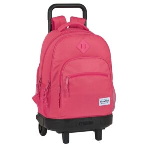 safta blackfit8 fresa mochila con carro extraible bolsillo frontal bolsillo lateral tirador doble hombreras acolchadas tarjeta id bandeja pvc 33l 330x220x450mm color rosa