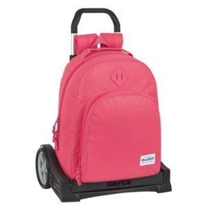 safta blackfit8 fresa mochila con carro tirador doble bolsillo frontal hombreras ergonomicas mochila extraible ruedas antivibracion base reforzada 20.1l color rosa