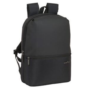 safta business mochila para portatil hasta 14.1" doble tirador bolsillo frontal hombreras ergonomicas espalda acolchada cinta para maletas asa superior 280x130x400mm color negro