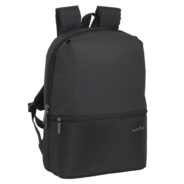 safta business mochila para portatil hasta 14.1" doble tirador bolsillo frontal hombreras ergonomicas espalda acolchada cinta para maletas asa superior 280x130x400mm color negro