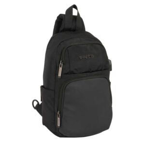 safta business mini mochila bolsillo frontal cremalleras bidireccionales bolsillo lateral conector usb integrado hombreras ajustables hombreras acolchadas asa superior color negro