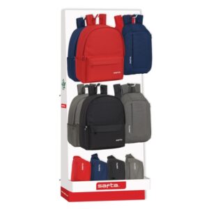 safta expositor con 10 ganchos para mochilas carton reciclado colores surtidos