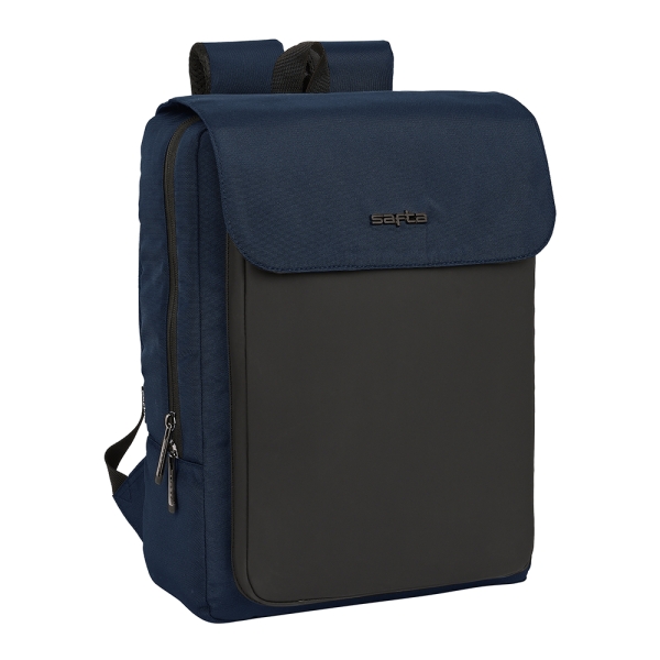 safta business mochila para portatil hasta 13.3" cierre doble conector usb rejilla transpirable cinta para maleta asa superior 13.6l 290x120x390mm color azul marino