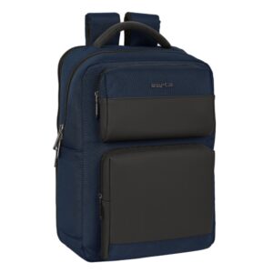 safta business mochila para portatil hasta 15.6" conector usb portabotellas tirador doble compatible con maleta hombreras transpirables 310x130x440mm color azul marino