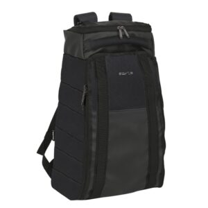 safta business mochila de viaje doble cremallera bolsillos laterales de red bolsillo trasero hombreras acolchadas espalda transpirable asa de mano color negro