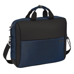 safta business maletin para portatil hasta 15.6" doble tirador conector usb bolsillo oculto bandolera ajustable asas forradas cinta para maletas 410x90x330mm color azul marino