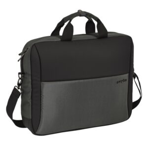 safta business maletin para portatil hasta 15.6" conector usb bolsillo trasero oculto bandolera ajustable asas forradas cinta para maletas 410x90x330mm color gris oscuro