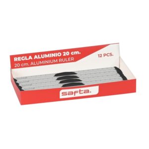 safta expositor con 12 reglas de 20cm aluminio 230x120x30mm colores surtidos