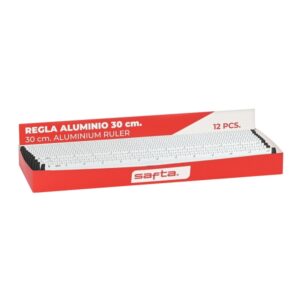 safta expositor con 12 reglas de 30cm aluminio 330x125x30mm colores surtidos
