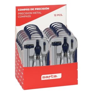 safta expositor con 12 compases de precision ajuste variable mecanismo rapido extensor incluye minas colores surtidos