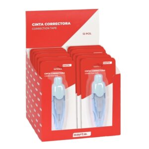 safta expositor con 12 cintas correctoras plastico pet reescritura instantanea retractil colores surtidos