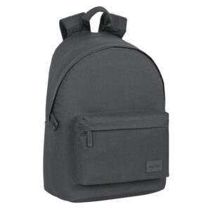 safta basic mochila para portatil hasta 14.1" bolsillo para tablet tirador doble hombreras ergonomicas espalda acolchada asa de mano forrada 20l 310x160x410mm color gris