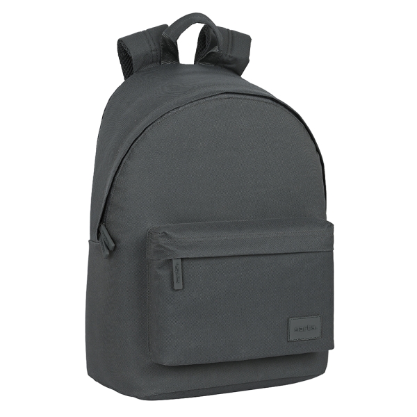 safta basic mochila para portatil hasta 14.1" bolsillo para tablet tirador doble hombreras ergonomicas espalda acolchada asa de mano forrada 20l 310x160x410mm color gris