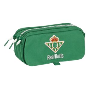 safta real betis balompie portatodo 3 compartimentos con cremalleras asa lateral bolsillo frontal cinta adaptable material reciclado 215x80x100mm color verde