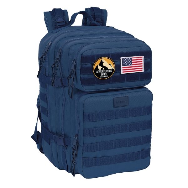 safta basic mochila para portatil hasta 15.6" bolsillo interior cremalleras bidireccionales bolsillos frontales hombreras y respaldo acolchados 300x230x480mm color azul marino