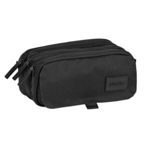 safta basic portatodo 3 compartimentos con cremalleras bolsillo frontal cinta adaptable 1.72l 215x80x100mm color negro