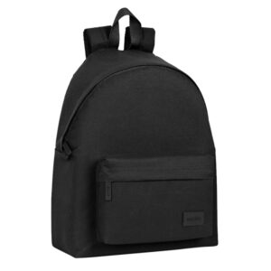 safta basic mochila bolsillo frontal hombreras acolchadas doble tirador en cremallera asa superior 18l material resistente 330x150x420mm color negro
