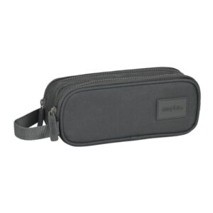 safta basic portatodo 2 compartimentos con cremalleras 1l asa lateral 210x60x80mm color gris
