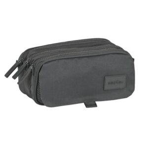 safta basic portatodo 3 compartimentos con cremalleras bolsillo frontal cinta adaptable 1.72l 215x80x100mm color gris