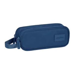 safta basic portatodo 2 compartimentos con cremalleras asa lateral 1l 210x60x80mm color azul marino