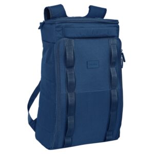 safta basic mochila de viaje doble cremallera bolsillos laterales bolsillo trasero hombreras acolchadas espalda transpirable 330x180x550mm color azul marino