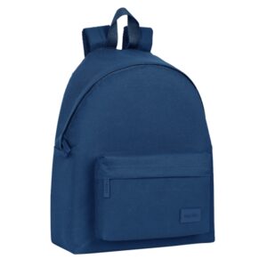 safta basic mochila bolsillo frontal hombreras acolchadas doble tirador en cremallera asa superior 18l 330x150x420mm color azul marino
