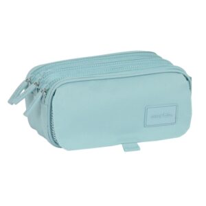 safta basic portatodo 3 compartimentos con cremalleras bolsillo frontal cinta adaptable 1.72l 215x80x100mm color turquesa