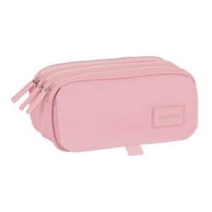 safta basic portatodo 3 compartimentos con cremalleras bolsillo frontal cinta adaptable 1.72l 215x80x100mm color rosa