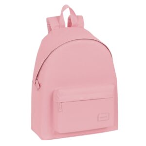 safta basic mochila bolsillo frontal hombreras acolchadas doble tirador en cremallera asa superior 18l 330x150x420mm color rosa