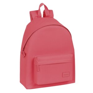 safta basic mochila bolsillo frontal hombreras acolchadas doble tirador en cremallera asa superior 330x150x420mm color rosa