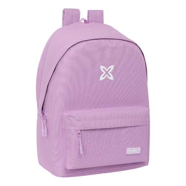 safta munich basicos lila mochila para portatil hasta 15.6" conector usb base acolchada bolsillo frontal hombreras ergonomicas asa superior 24.55l 310x180x440mm color violeta