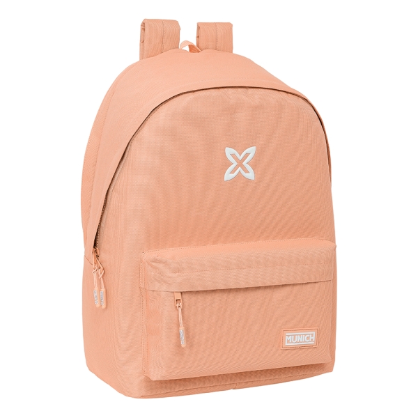 safta munich basicos peach mochila para portatil hasta 15.6" bolsillo frontal conector usb base acolchada hombreras ergonomicas asa superior 24.55l 310x180x440mm color naranja