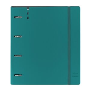 safta carpeta con 4 anillas 35mm resistente recambio 100 hojas cuadriculas 5x5mm cierre elastico ranura para boligrafo solapa interior 270x40x320mm color verde